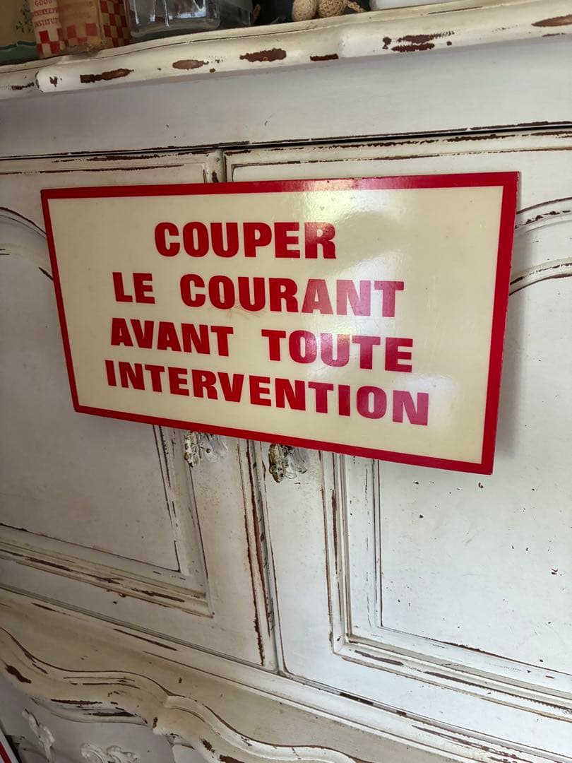 フランス　アンティーク　サイン　プレート　看板　 注意喚起　標識　文字沢山