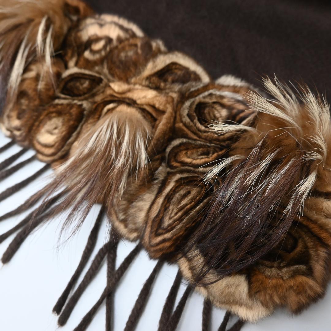 47994★年 FENDI フェンディ カシミヤ　マフラー ファー付*