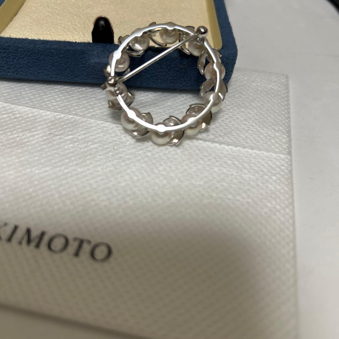 MIKIMOTO ミキモト　真珠　パール　WGK18 葉彫り　月桂樹　ブローチ