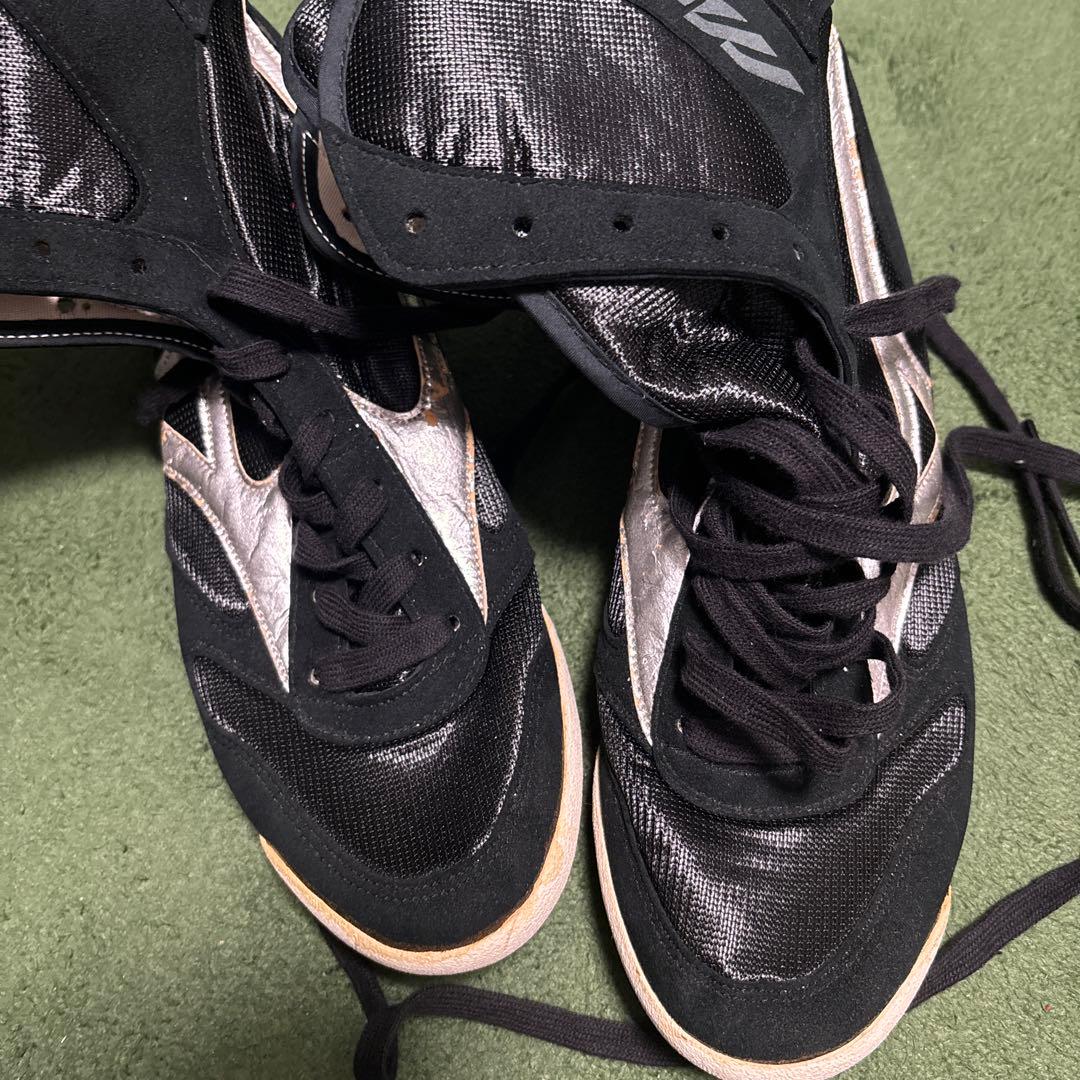 Mizunoボクシングシューズ 黒/銀　25 ミズノ