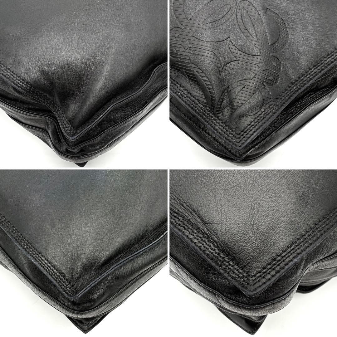 極美品 ロエベ フラメンコ ショルダーバッグ ナッパレザー アナグラム ブラック