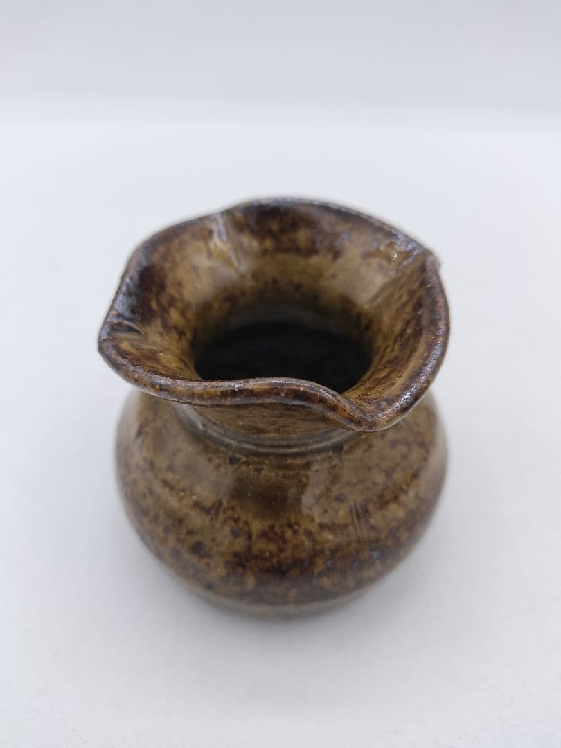 c411 蓋置 飴釉　砂金袋 志戸呂 廣前心斉 木箱 茶道具