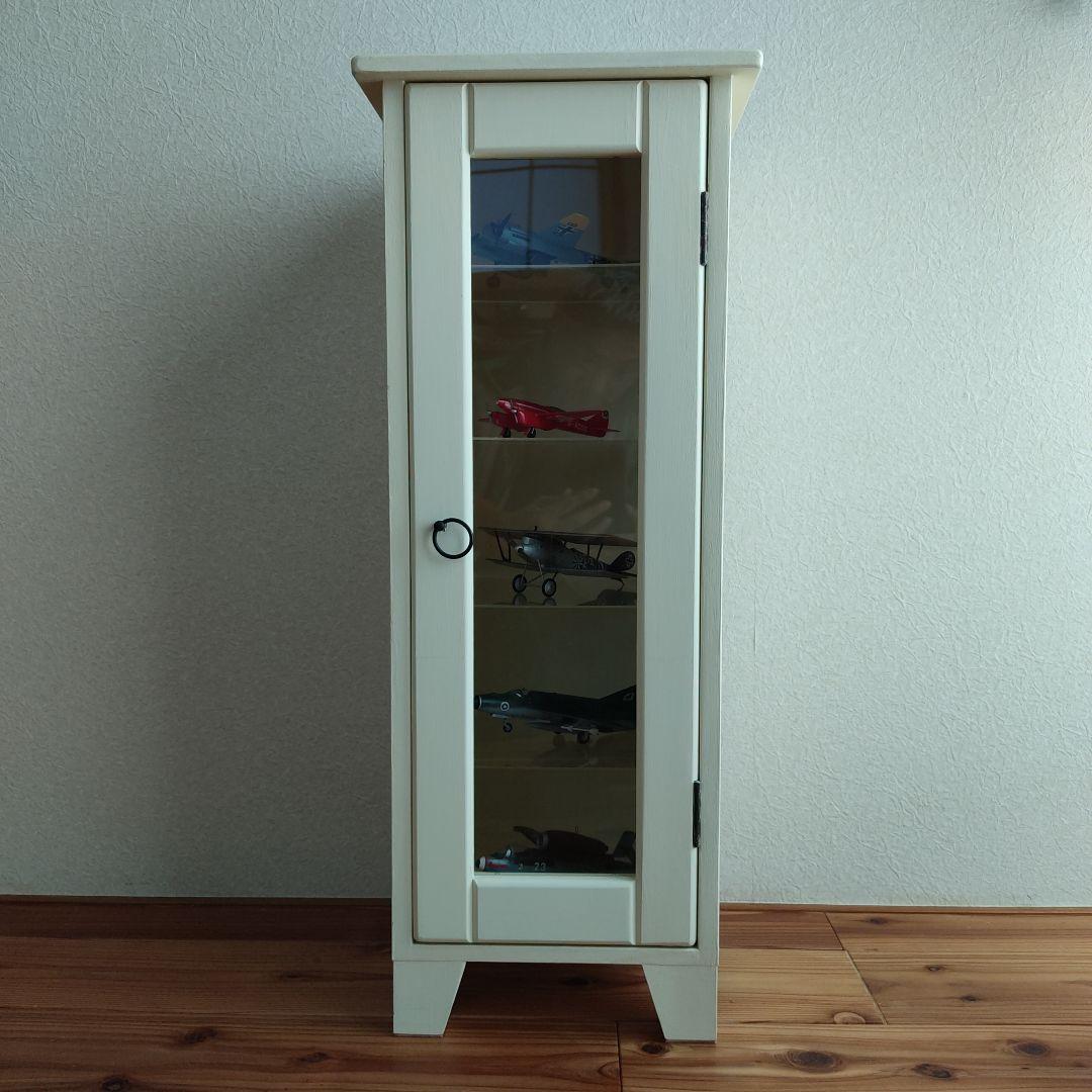 ホワイト 木製ディスプレイ キャビネット　ハンドメイド