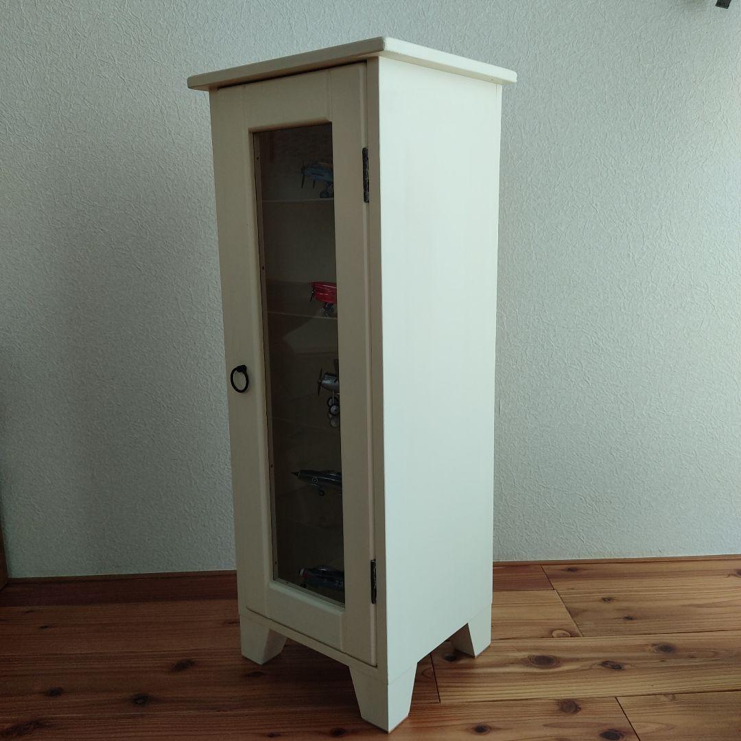 ホワイト 木製ディスプレイ キャビネット　ハンドメイド