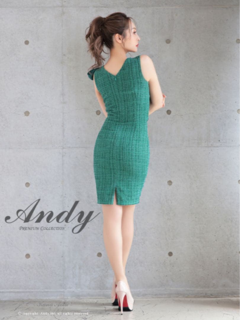 Andy グリーン タイトドレス リボン付き　新品　S
