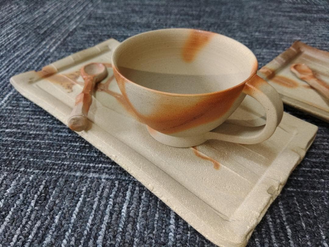 備前焼　ちょっと贅沢なティータイムに　ティーカップ＆平皿　日本六古窯の1つ