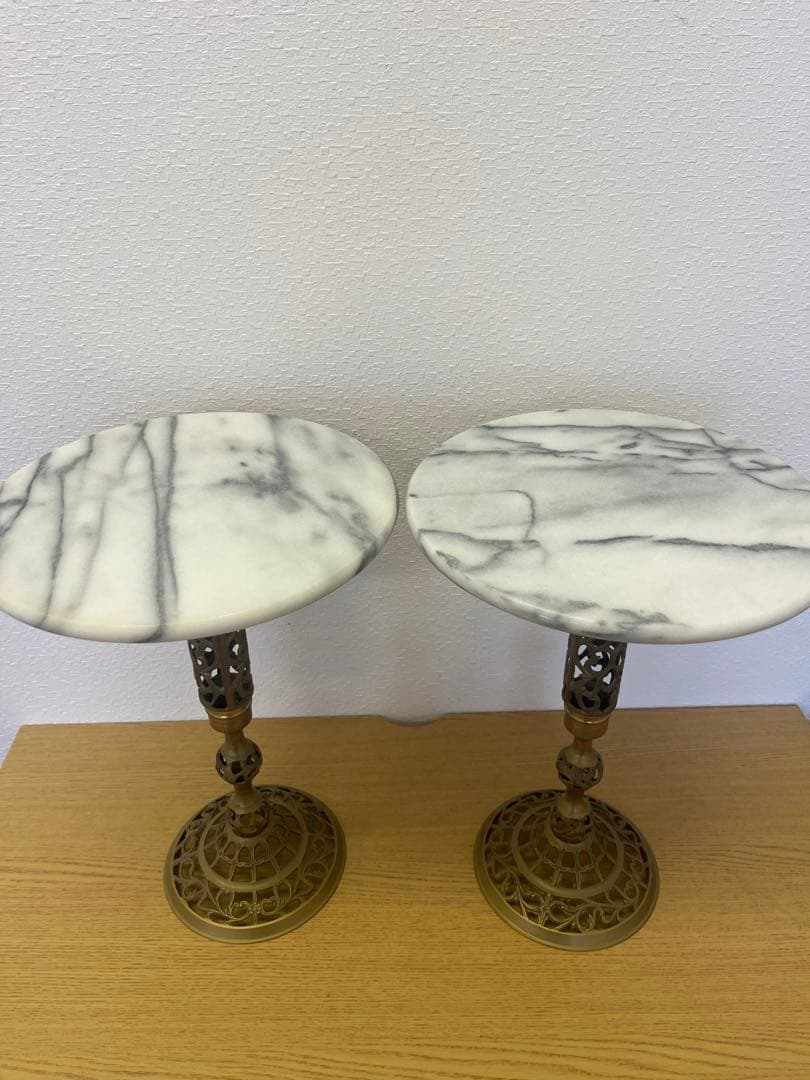 大理石 フラワースタンド 花台 サイドテーブル インテリア 装飾　円形テーブル