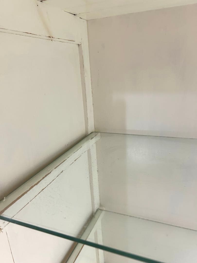 【⚠️発送に関しての注意あり⚠️】ハンドメイドモールガラス棚キャビネット食器棚古道具