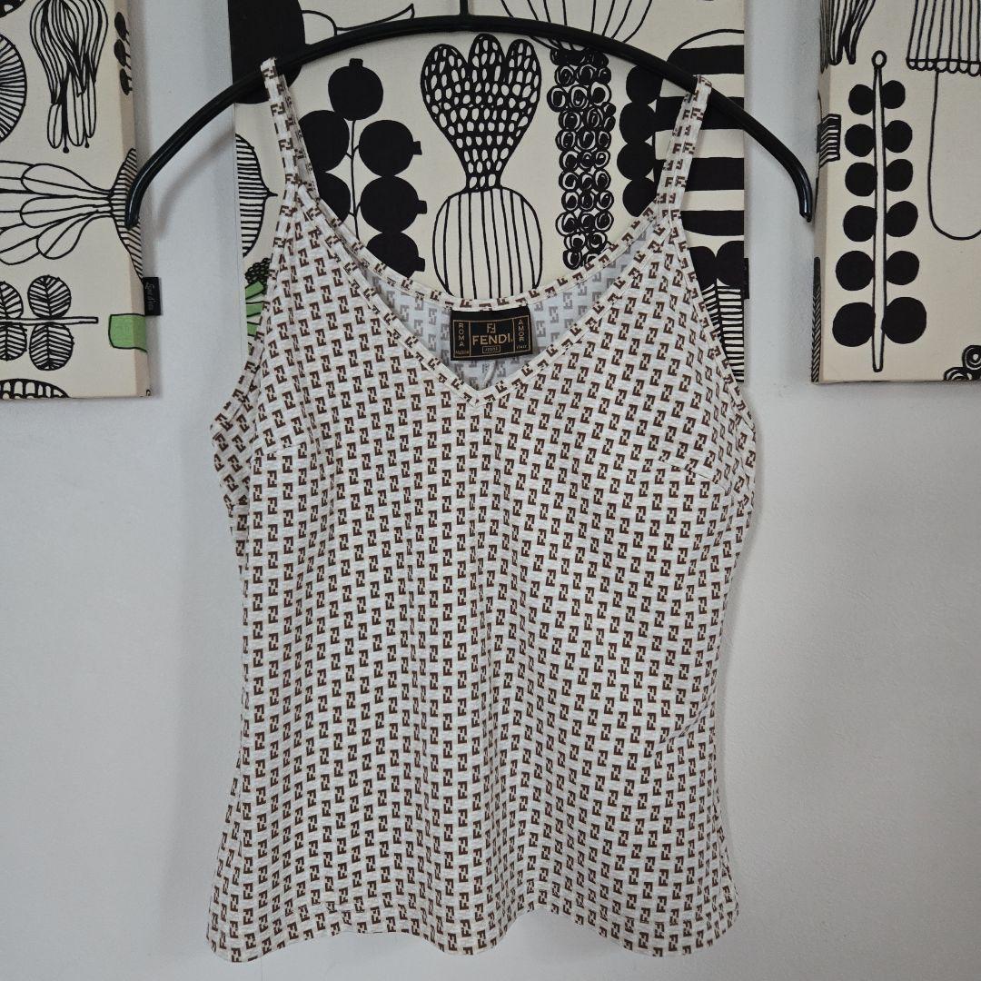【美品】FENDI フェンディ ズッカ柄 タンクトップ キャミソール イタリア製