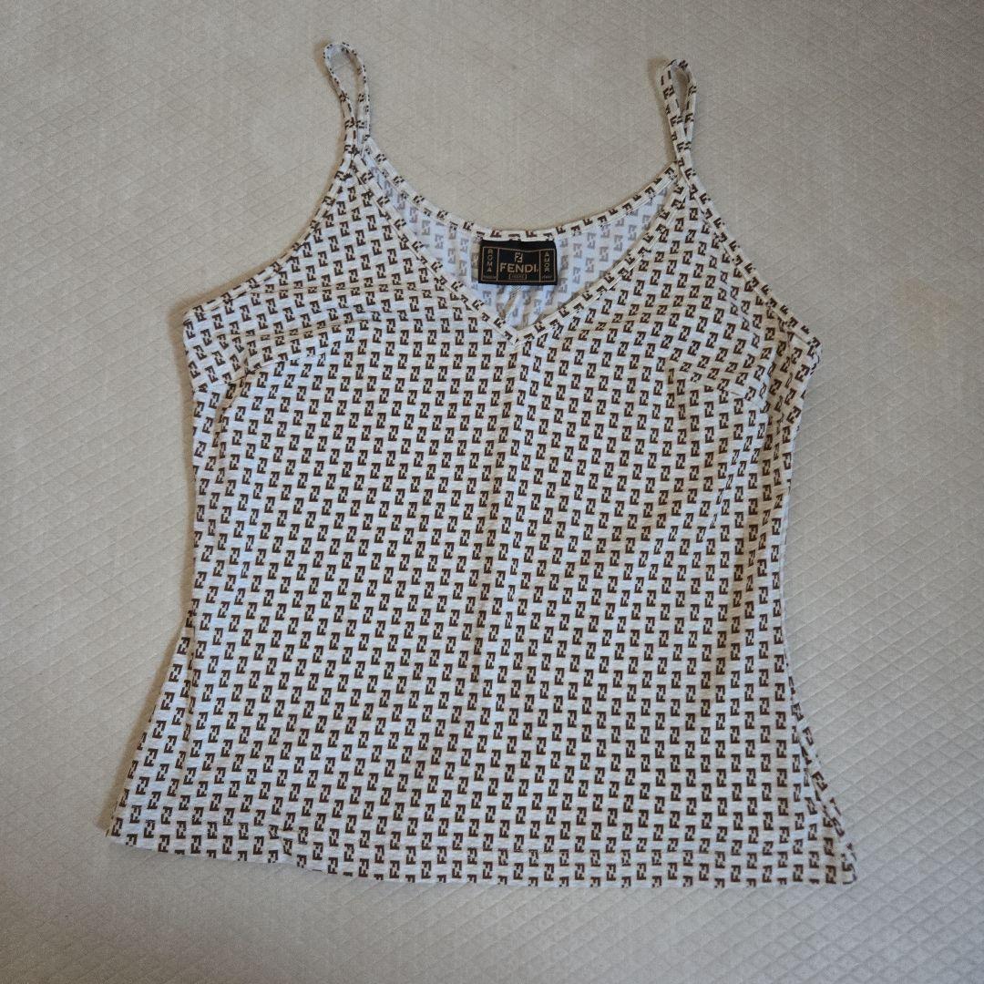 【美品】FENDI フェンディ ズッカ柄 タンクトップ キャミソール イタリア製