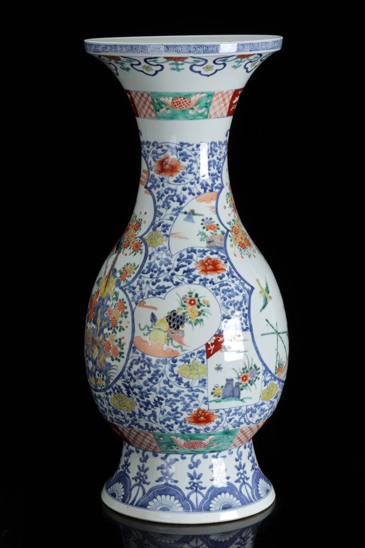 N*p様 有田焼 伊万里焼 色絵花鳥図大花瓶 高さ61㎝ 特大 飾壺 古美術品