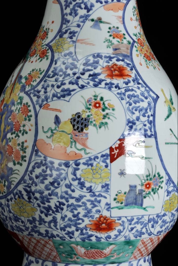 N*p様 有田焼 伊万里焼 色絵花鳥図大花瓶 高さ61㎝ 特大 飾壺 古美術品