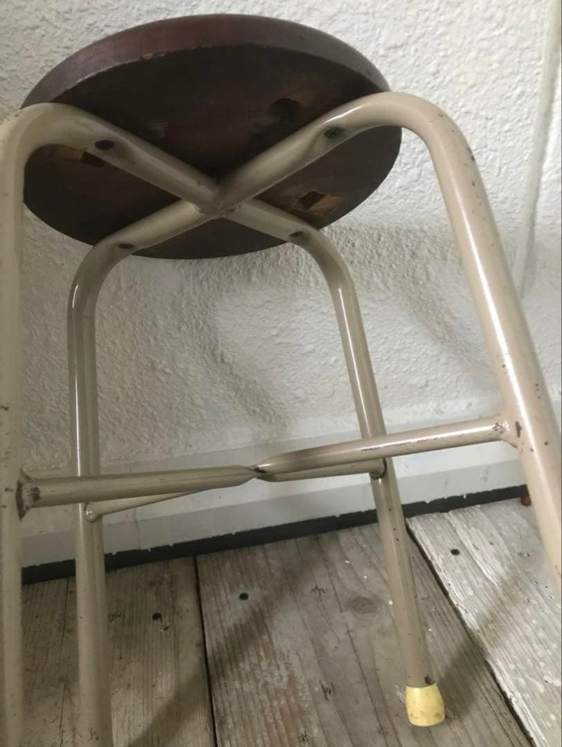 昭和レトロな丸椅子　パイプスツール　古道具