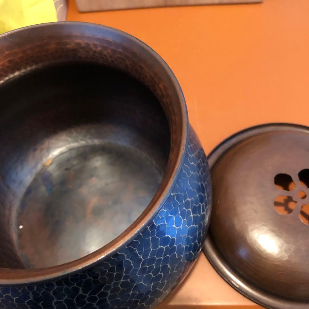 上彬作　建水　鎚起銅器