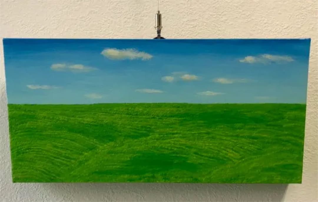 風景　草原　油画　絵画　油彩　立体キャンバス　原画　オリジナル