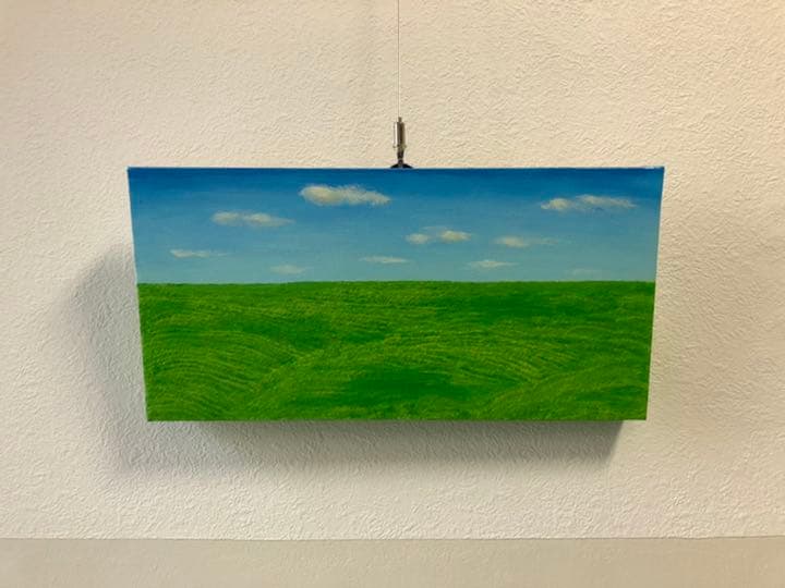 風景　草原　油画　絵画　油彩　立体キャンバス　原画　オリジナル