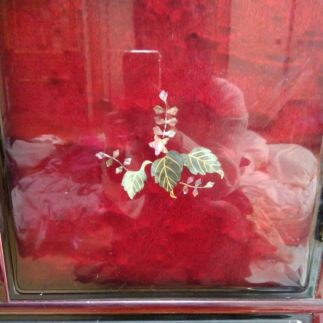 洋風和ダンス 高級婚礼家具 整理箪笥　昭和レトロ エンジ色 花柄