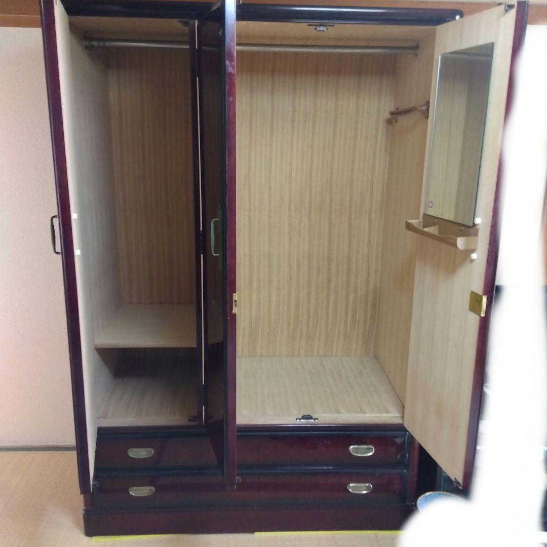 洋風和ダンス 高級婚礼家具 整理箪笥　昭和レトロ エンジ色 花柄