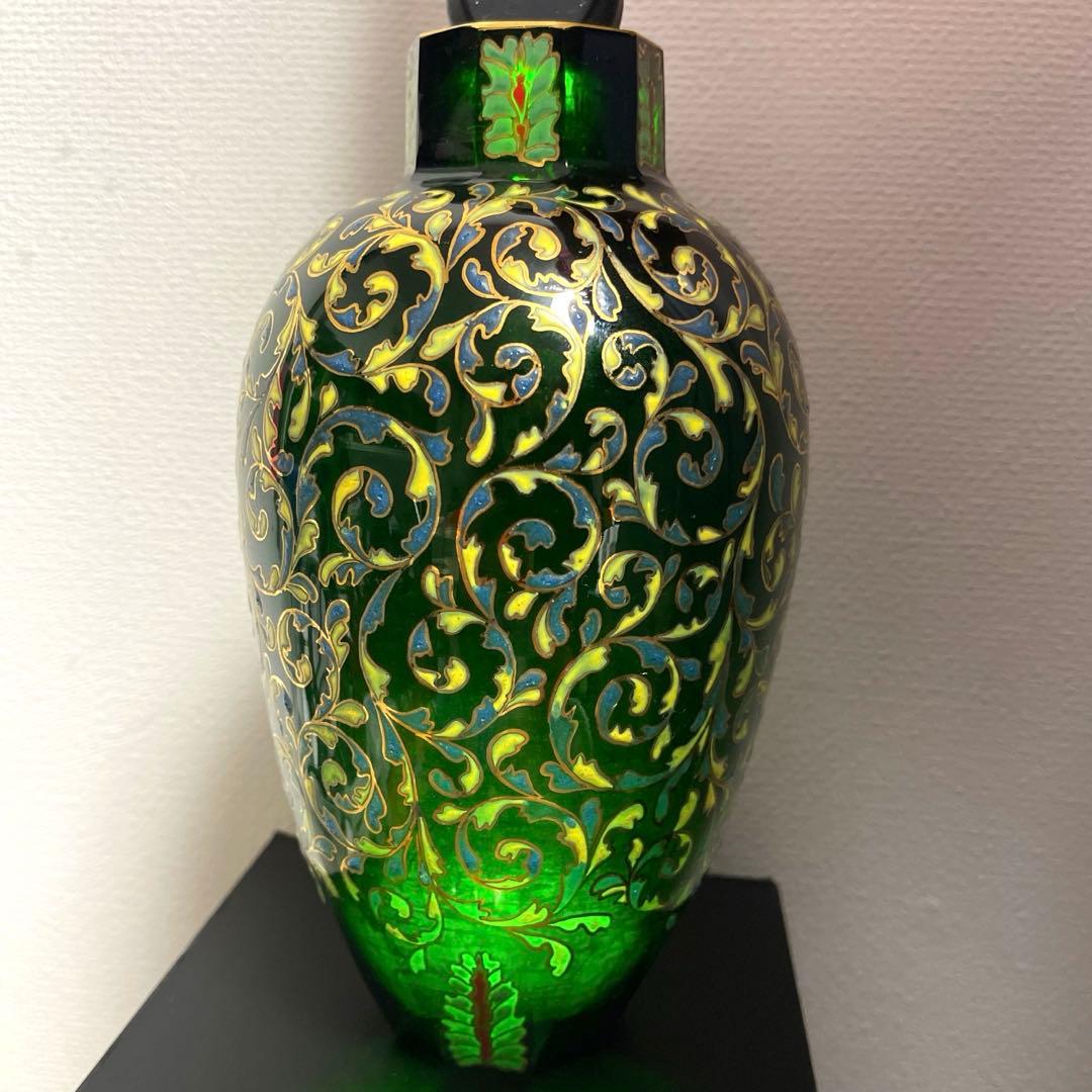 窯彩硝子 花瓶　アンティーク雑貨　ガラス工芸品