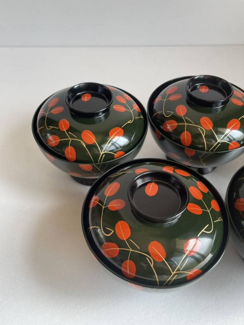 ②輪島塗 吸物椀 五客 木箱付 漆器 50 お椀