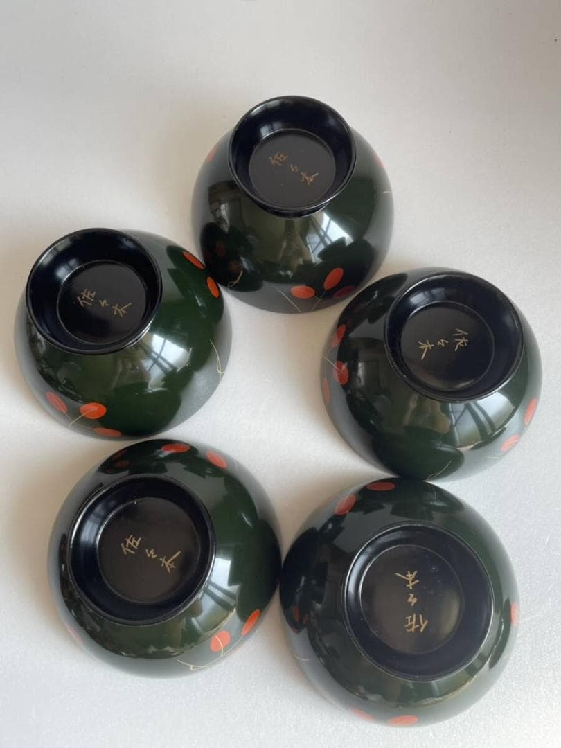 ②輪島塗 吸物椀 五客 木箱付 漆器 50 お椀