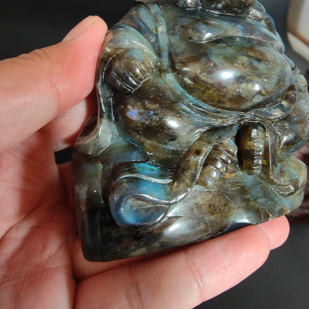 超美品　ラブラドライト　布袋様　天然石　風水　鉱物　パワーストーン　七福神　金運