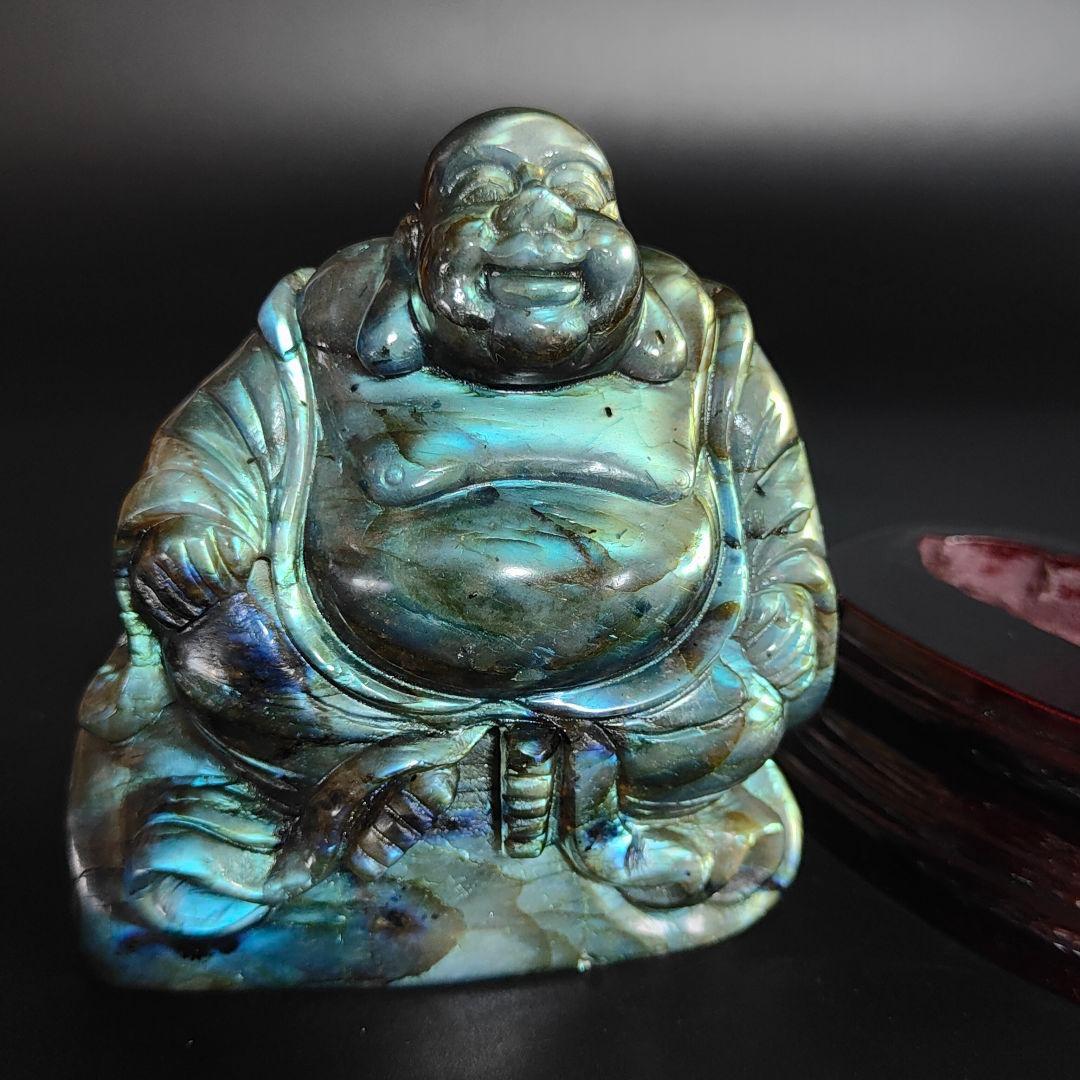 超美品　ラブラドライト　布袋様　天然石　風水　鉱物　パワーストーン　七福神　金運