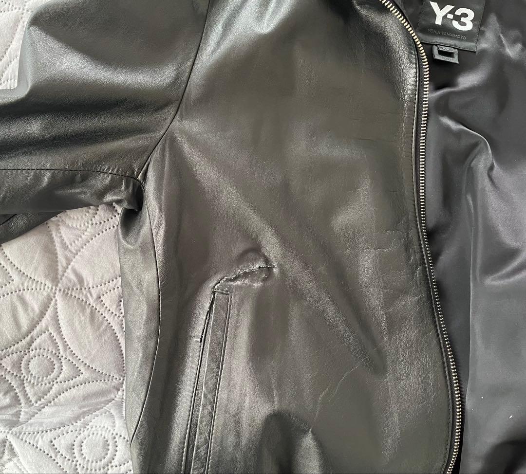Y-3ヨウジヤマモト レザージャケットフード 美品ですが訳あり