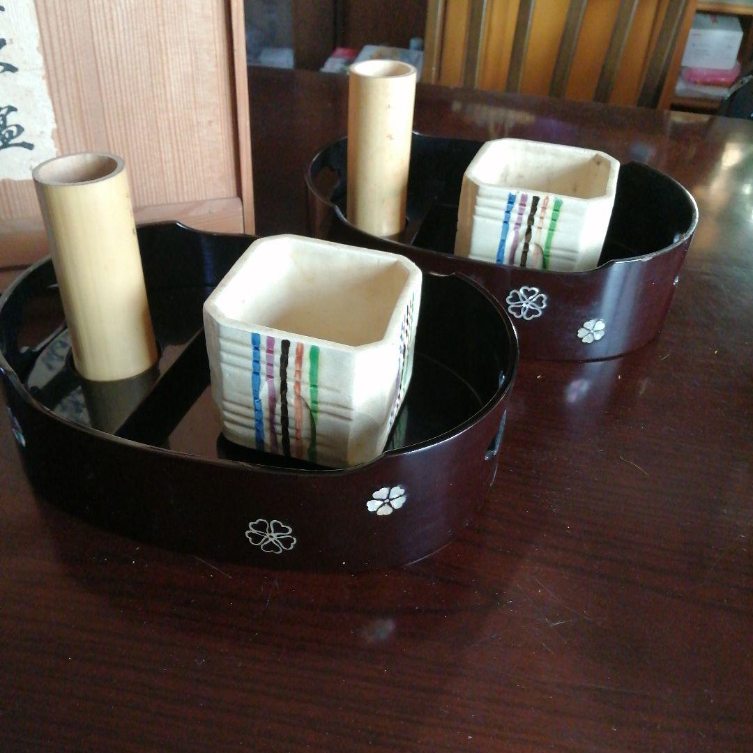 螺鈿煙草盆一対　25cm　大正〜昭和初期