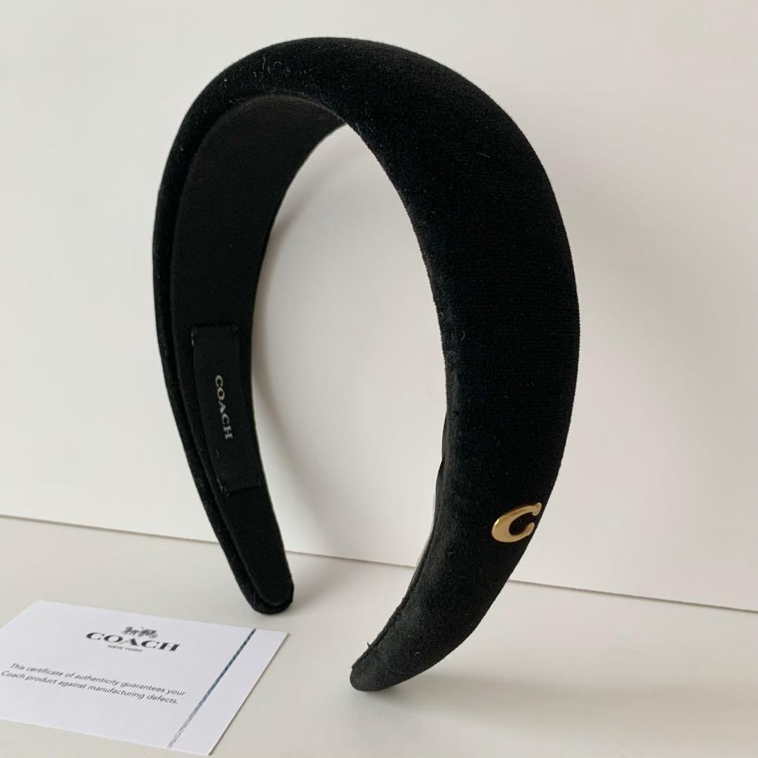 【COACH】コーチ　ベルベット　ヘッドバンド　カチューシャ　新品　ブラック　黒