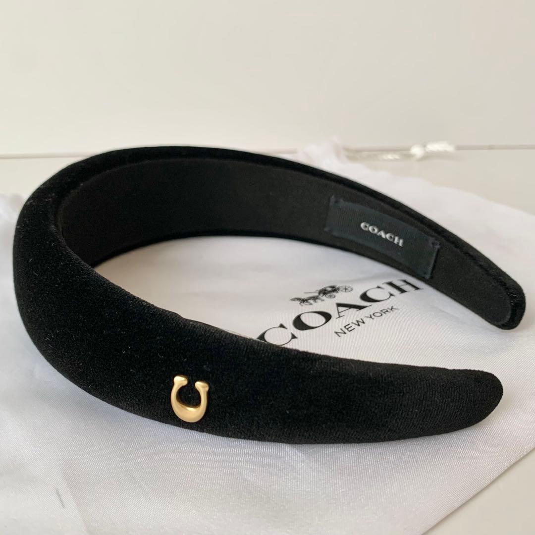 【COACH】コーチ　ベルベット　ヘッドバンド　カチューシャ　新品　ブラック　黒