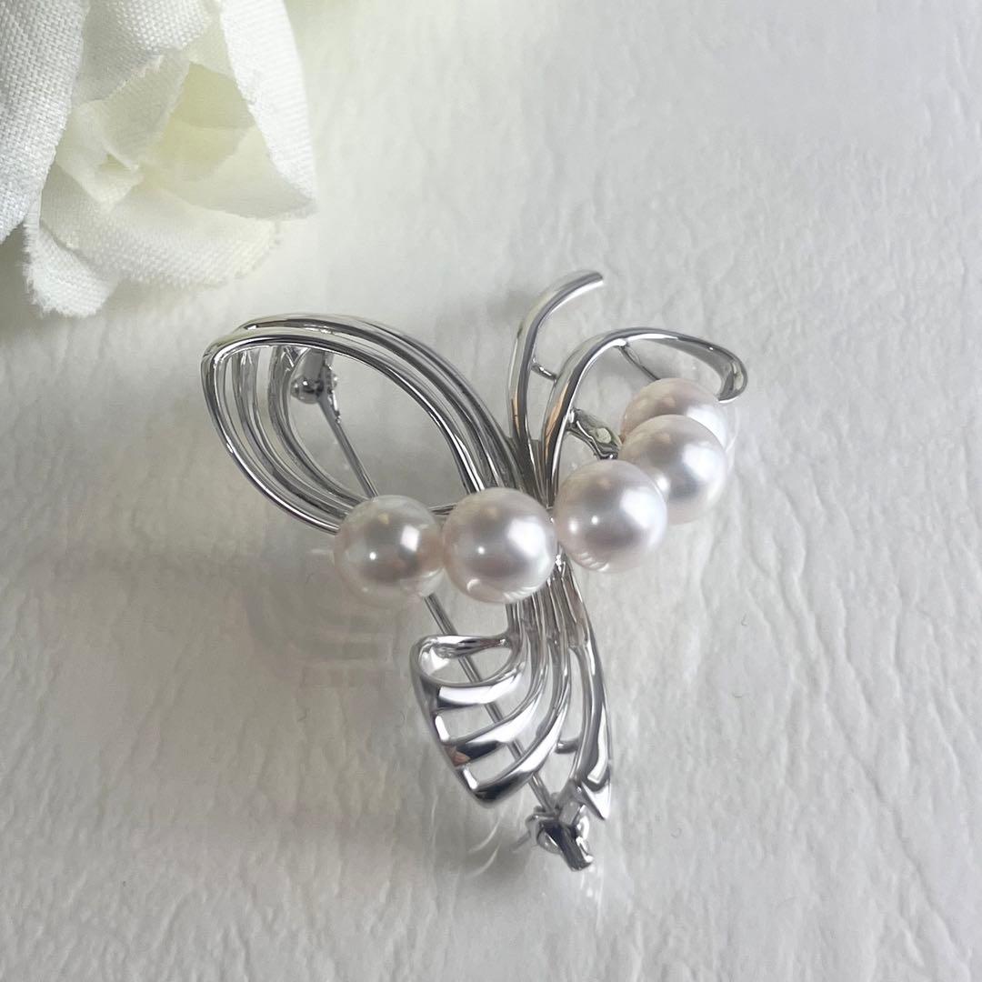 ☆美品☆ミキモト　シルバー　パール　5珠　ブローチ　皇室御用達ブランド