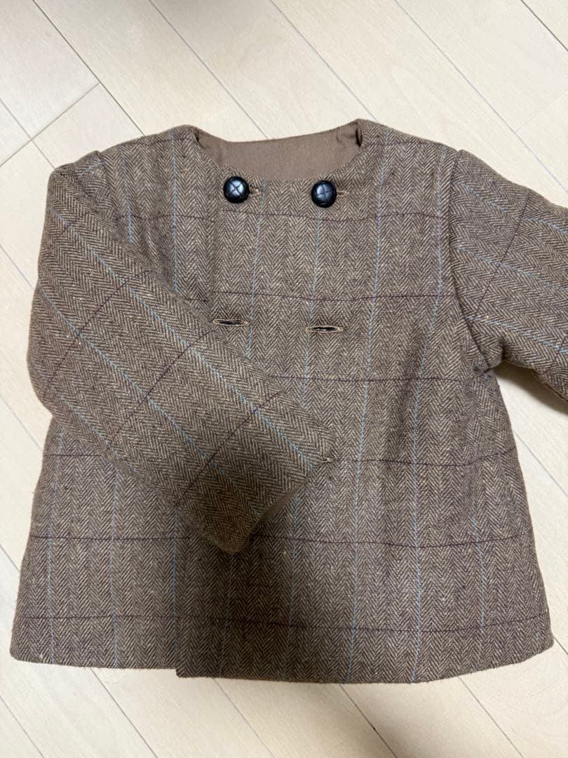 (試着のみ)Maison Morelle コート　ブラウンチェック　36m