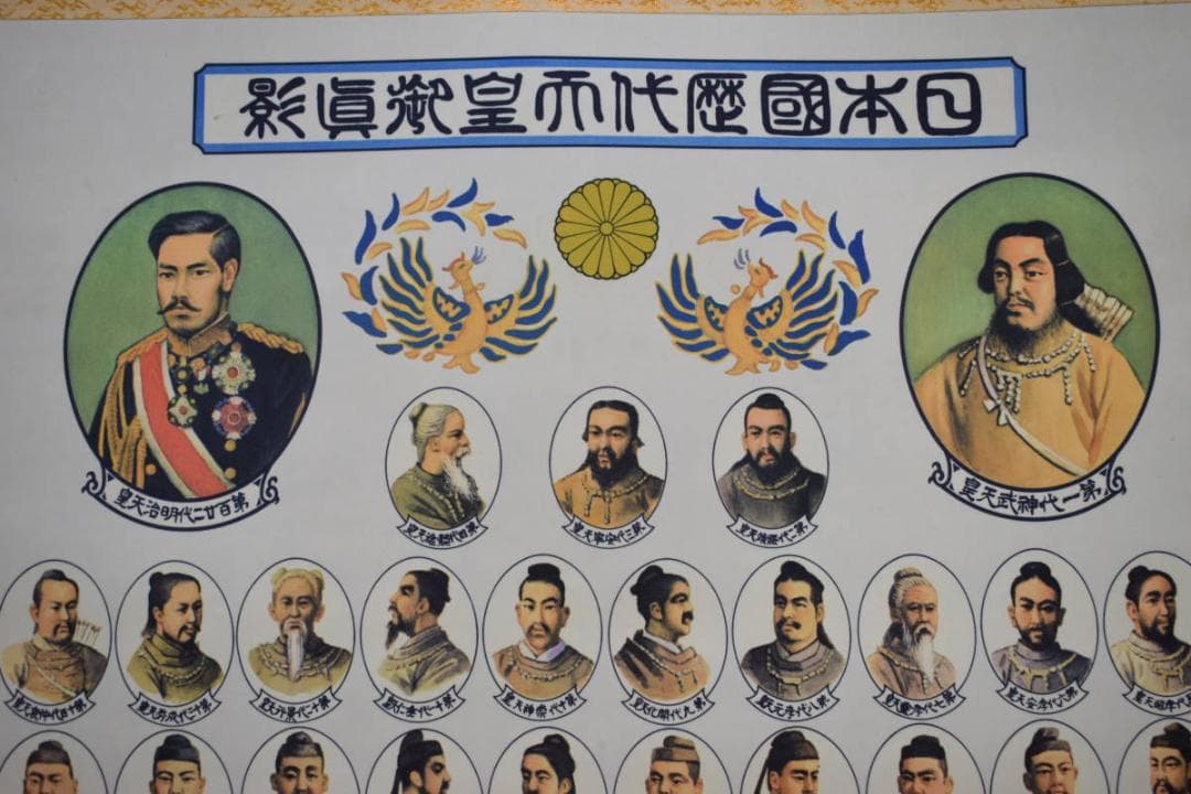 複製/日本国歴代天皇御真影図/歴代天皇/天皇家祖/工芸/布袋屋掛軸HH-728