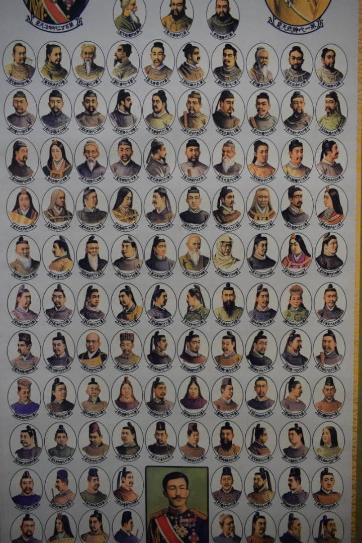 複製/日本国歴代天皇御真影図/歴代天皇/天皇家祖/工芸/布袋屋掛軸HH-728