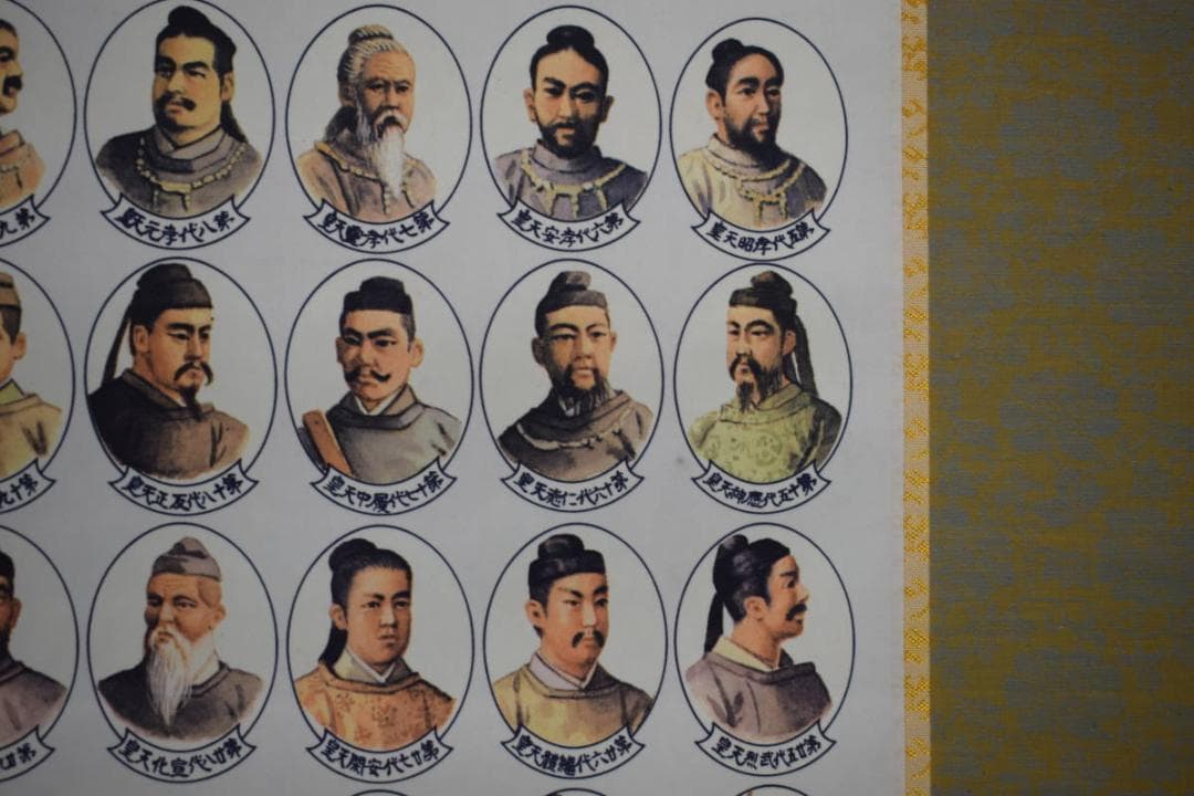 複製/日本国歴代天皇御真影図/歴代天皇/天皇家祖/工芸/布袋屋掛軸HH-728