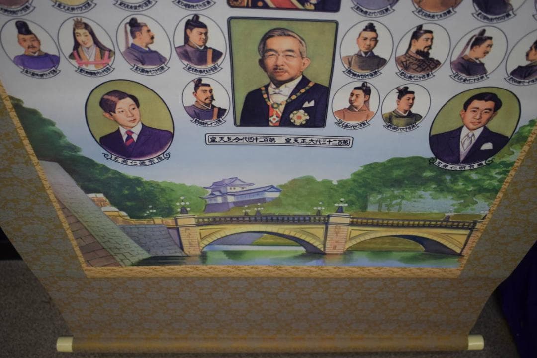 複製/日本国歴代天皇御真影図/歴代天皇/天皇家祖/工芸/布袋屋掛軸HH-728