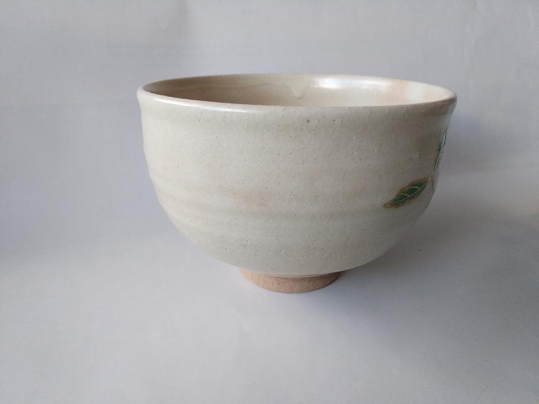 京焼 平安 巌窯 山川敦司 作 粉引 茄子 茶碗 共箱 共布 栞 抹茶碗 新品
