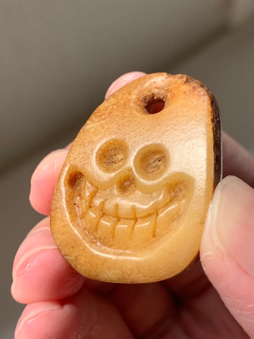 呪物　カパラ　天珠　チベット　カパーラ　頭蓋骨　根付　クマントーン　プラクルアン