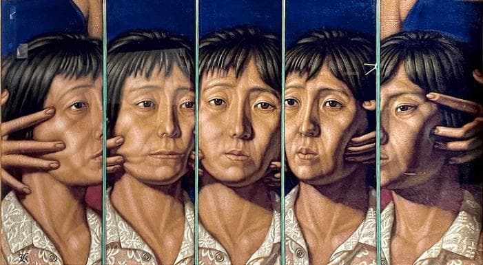 稲垣考二「美顔」1987年作 肉筆 油彩 キャンバス S20号 額装