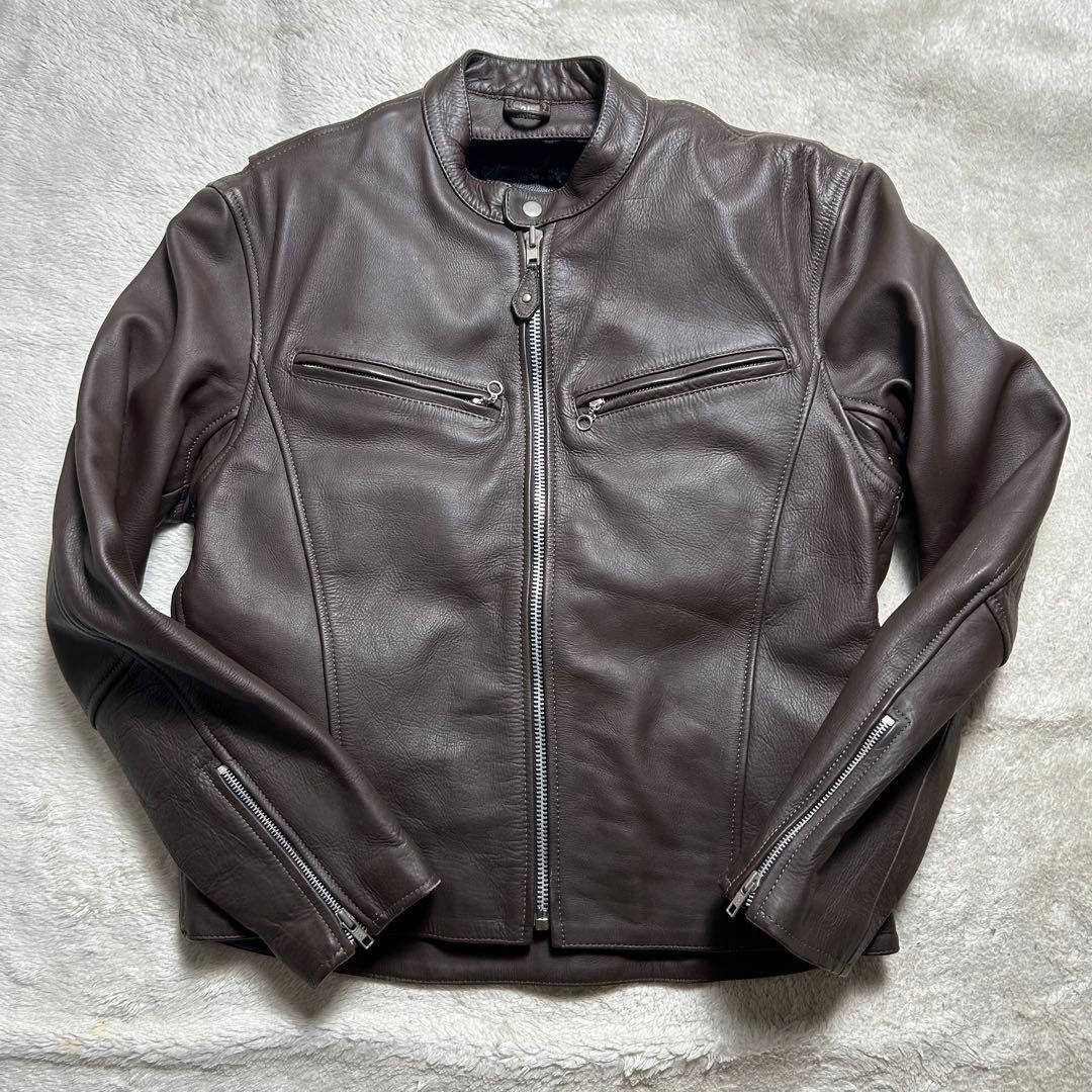 リューグーレザーズ シングルライダースジャケット　ブラウン　2XL