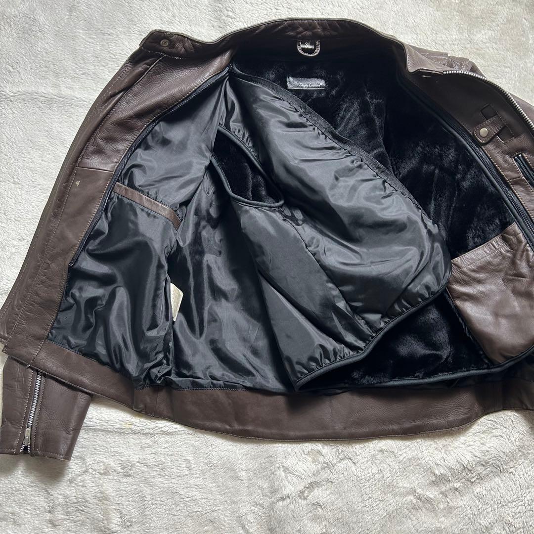 リューグーレザーズ シングルライダースジャケット　ブラウン　2XL
