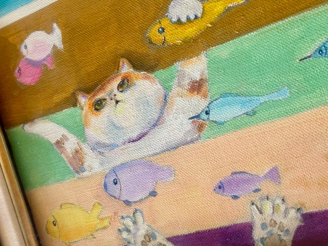 長嶺ヤスコ 猫の絵画 油彩画 フラメンコダンサー 直筆 オリジナル サイン有