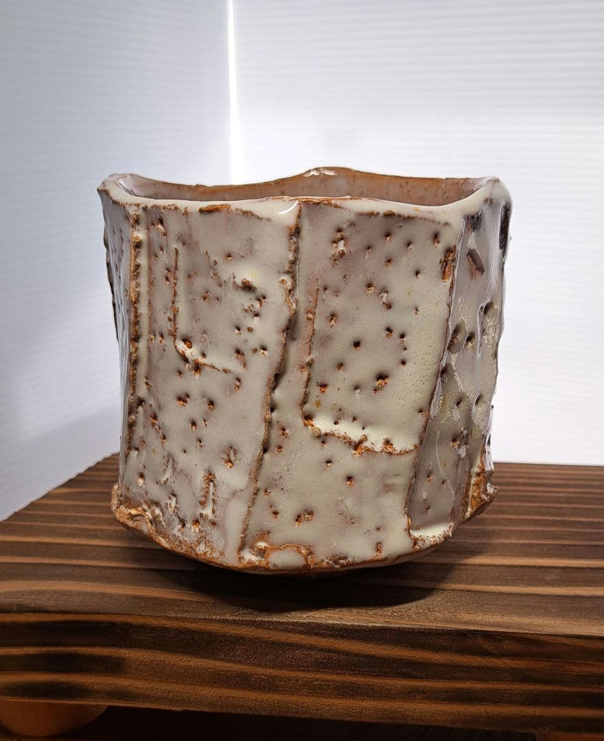 渋谷泥詩　萩焼　面取筒茶碗