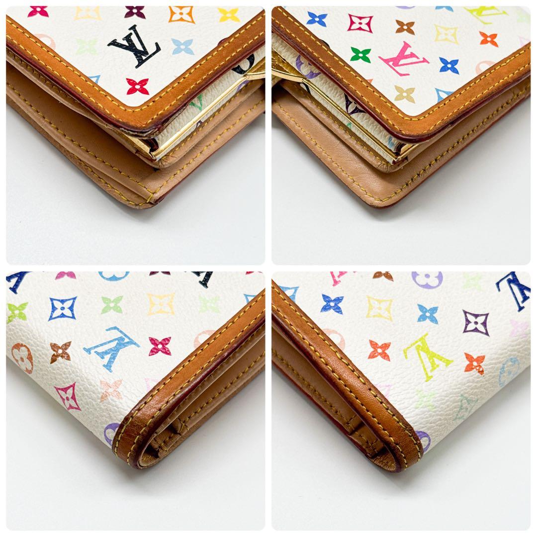 ルイヴィトン モノグラム マルチカラー ヴィエノワ 二つ折り がま口 財布 白