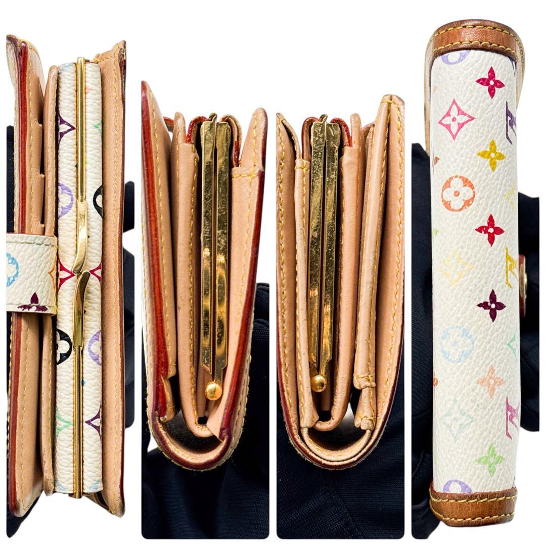 ルイヴィトン モノグラム マルチカラー ヴィエノワ 二つ折り がま口 財布 白