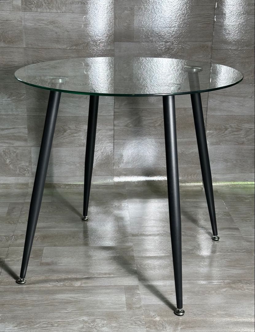 丸テーブル オシャレ 強化ガラス テーブル ラクラク組立 新品 未使用