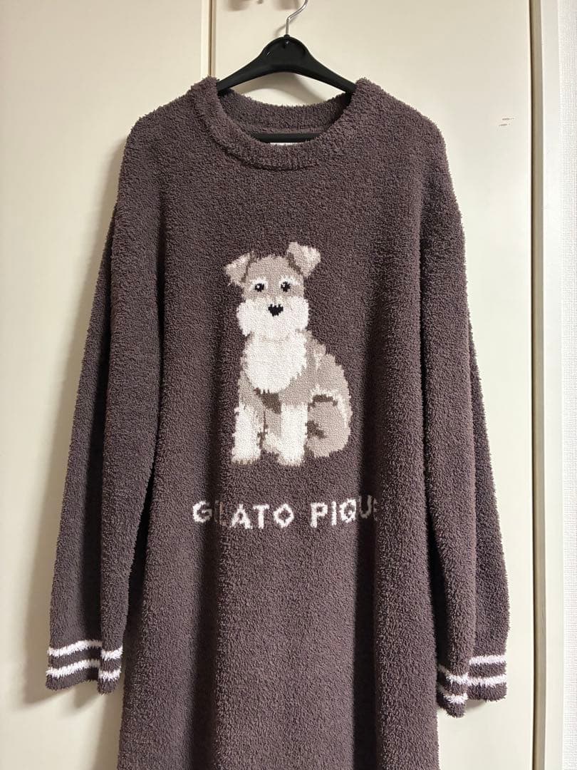 極美　ジェラートピケ　ルームウェア　ワンピース　シュナウザー　ダークブラウン　F