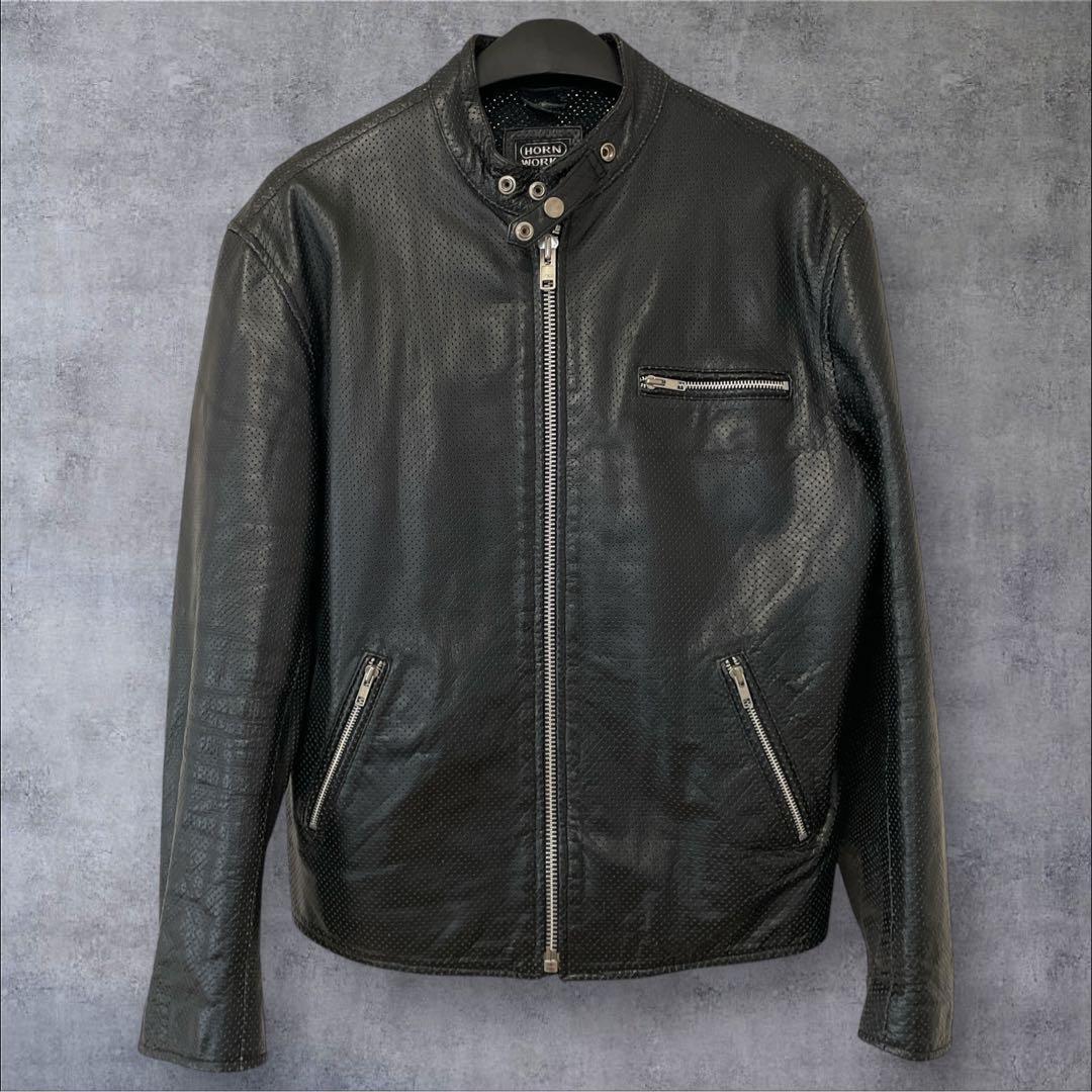 【サイズ4L】ホーンワークス シングルライダース パンチングレザー牛革