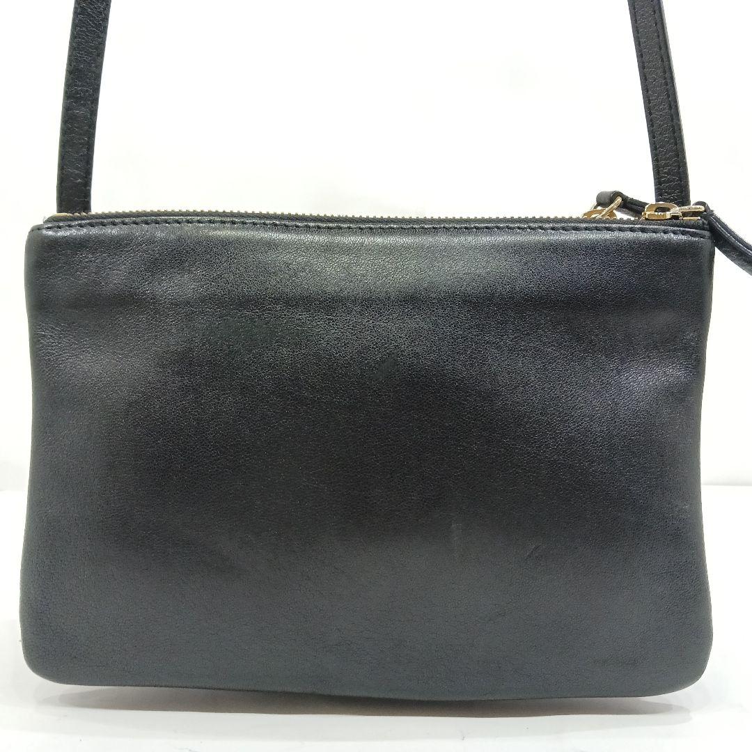 セリーヌ トリオ ショルダーバッグ レザー ブラック